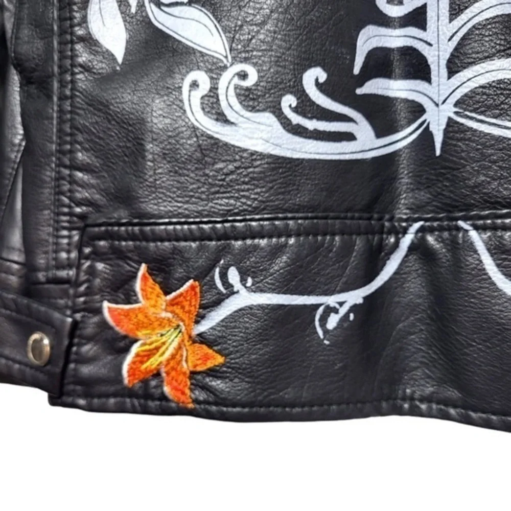 NEW Blank NYC Secret Keeper Faux Leather Embroidered Painted Jacket in Black - Picture 11 of 14